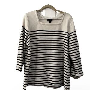 I Jill Black and White Striped Blouse
